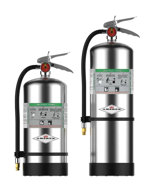 Amerex Class K wet chemical fire extinguishers for commercial kitchens